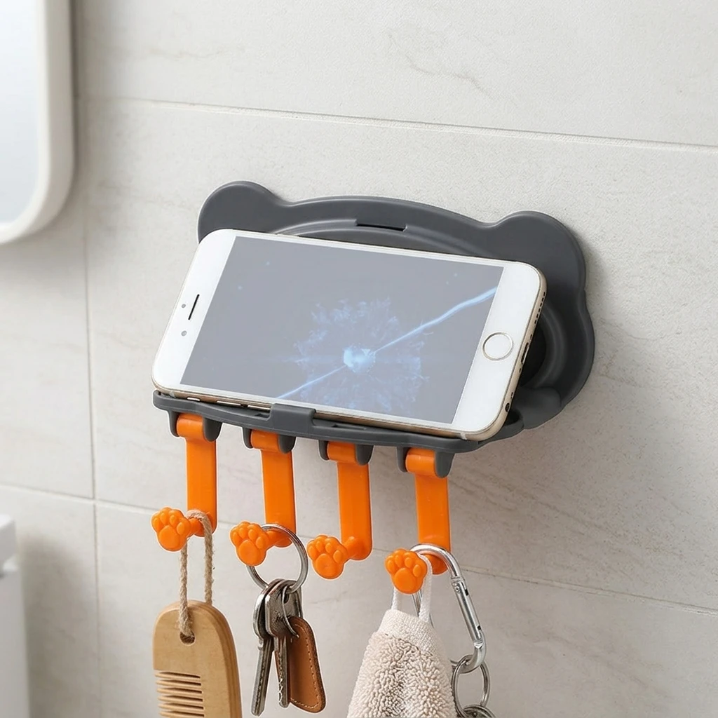 Creative Cat Paws Wall Mount Phone Holder with Self Adhesive Design for Bathroom KitchenStorage Shelf Space Saving for Cellphone view 6