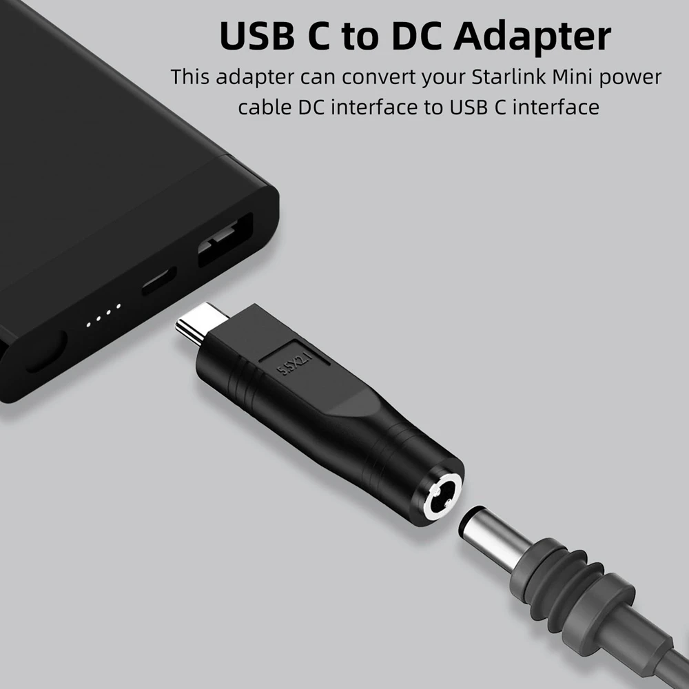Adaptador de Cable de alimentación CC de 100W para Starlink Mini USB-C puerto de conexión CC hembra a conector macho tipo C para accesorios Starlink Mini
