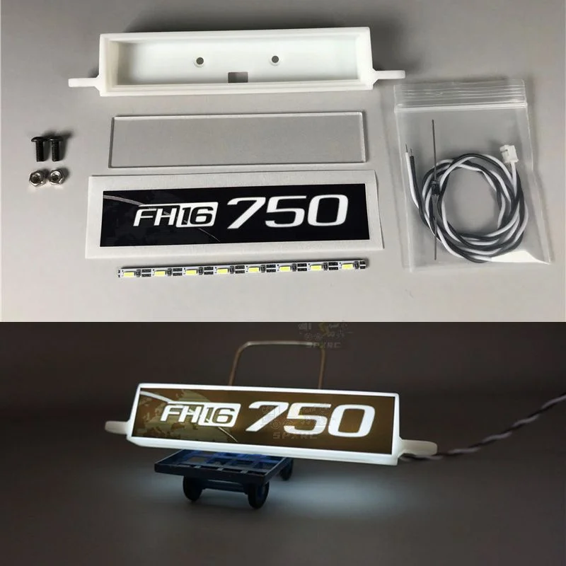 Skrzynki reklamowe LED Części oświetleniowe osłony przeciwsłonecznej do 1/14 Tamiya RC Truck Wywrotka VOLVO 750 FH16 560360 Diy