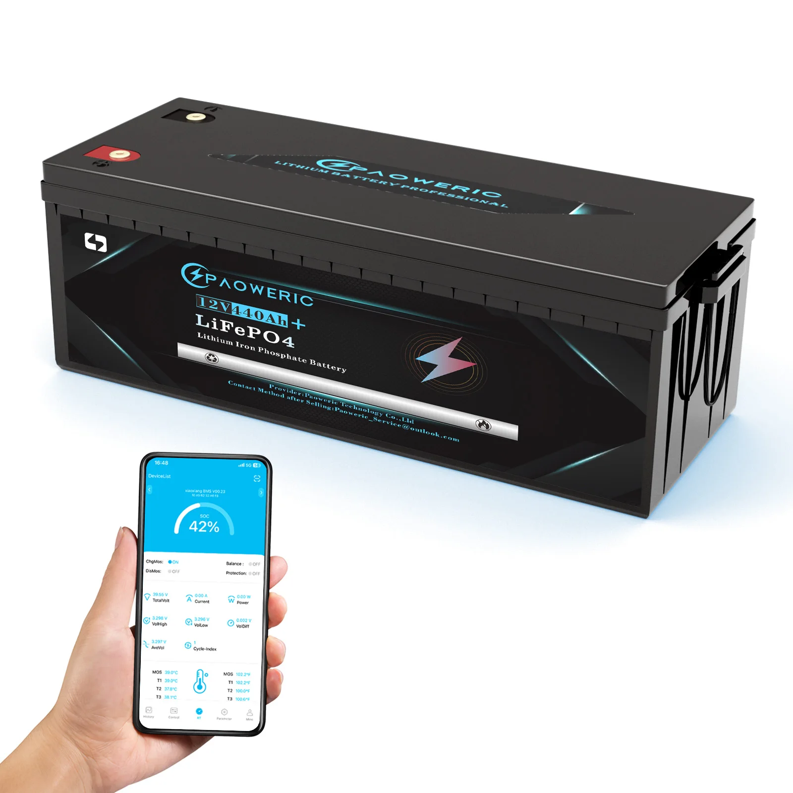 

12V 440Ah LiFePO4 Lithium Battery with 250A BMS,Compact Lithium Iron Phosphate Battery for Solar, RV, Home Energy Storage