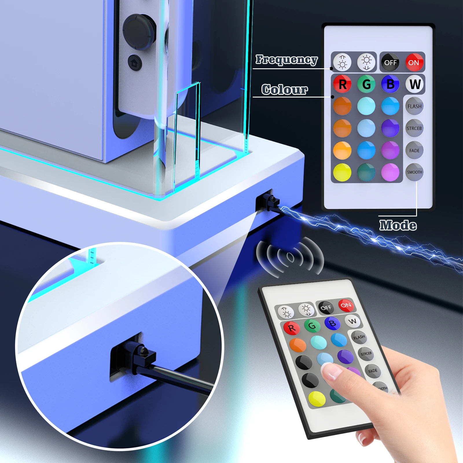 Luzes LED Capa Protetora para Nintendo Switch, Luva de Proteção OLED, Capa de Poeira Clara Acrílica, Acessórios NS Display Shell