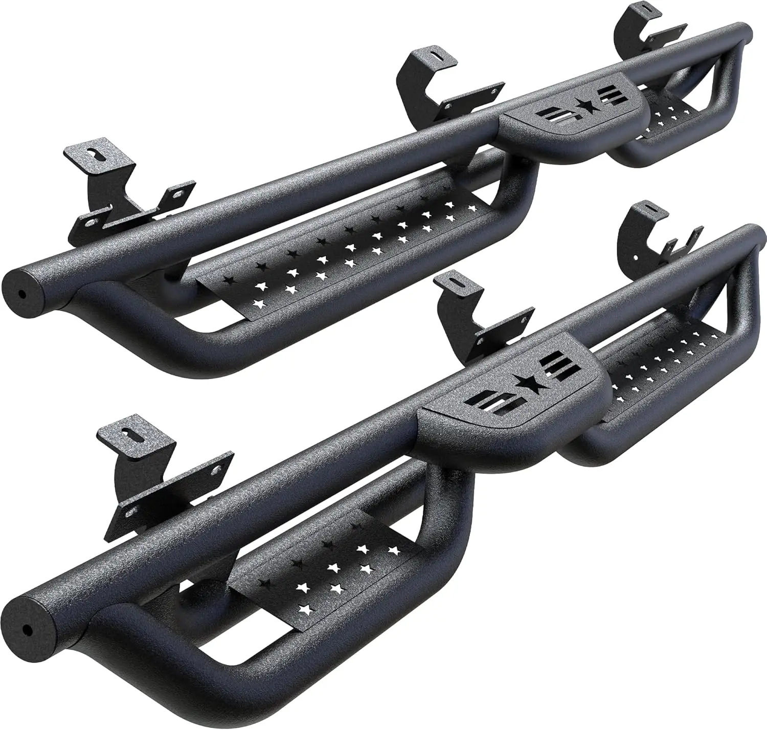 

6-inch 2-Stairs Running Boards for Jeep Wrangler JL 4 Doors 2018-2026, Coated Black Carbon Steel Nerf Bars