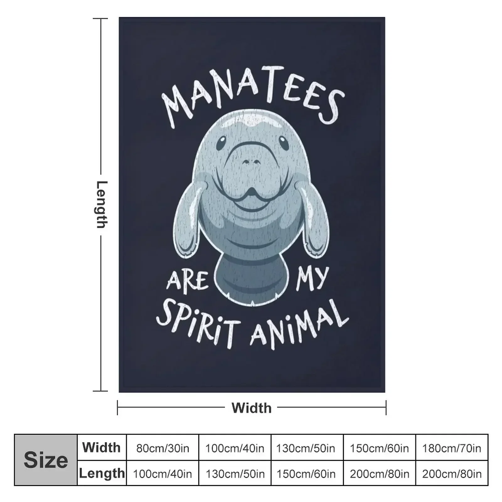 Manatees Are My Spirit Animal - Cute Manatee Throw Blanket couch cozy soft plush fuzzy picnic outdoor blanket