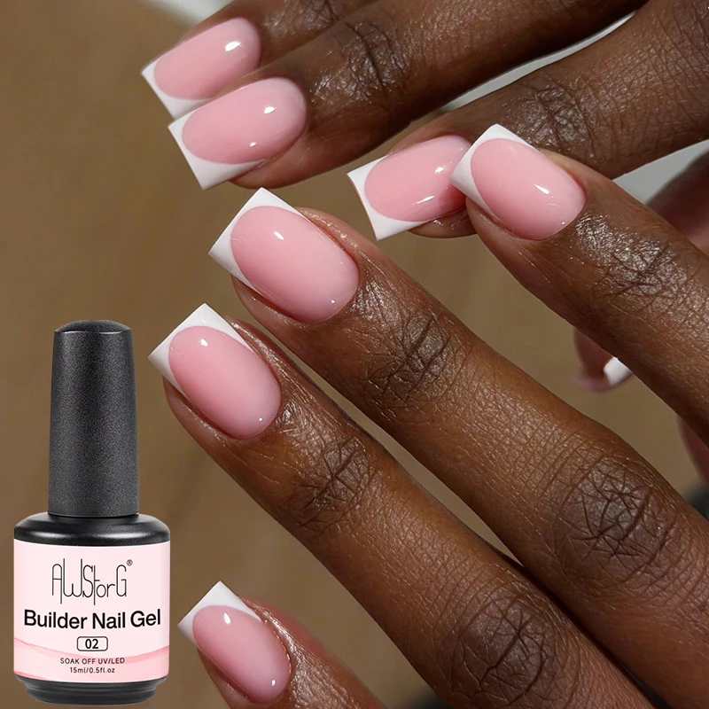 

AWStorG Pink Extension Gel 15ML Builder Nail Gel In A Bottle Semi Permanent Rubber Base Coat Self-leveling UV Construction Gel