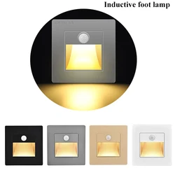 LED Night Lamp Sensor Intelligent Wall Light Recessed PIR Motion Footlight for Staircase Step Ladder Foyer Bedroom 3W