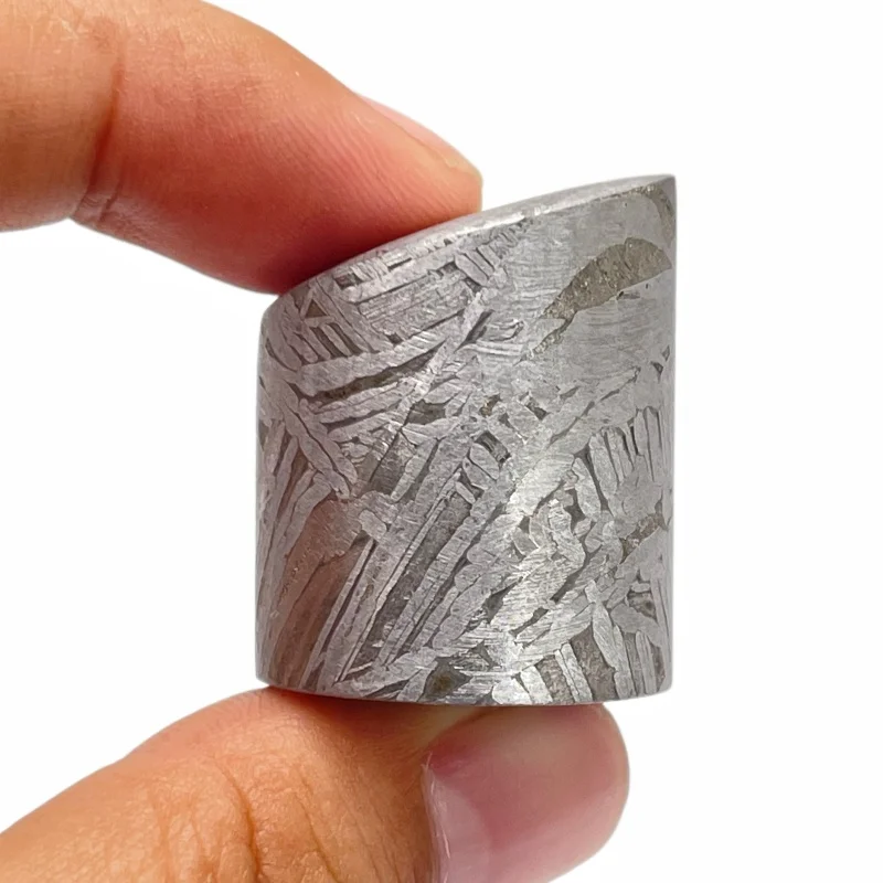 Muonionalusta Meteorite Cylinder Desktop Specimen Acid Etched Widmanstätten Pattern Sweden Iron Meteorite Collection QC910