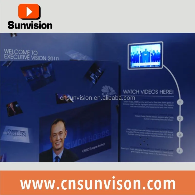 custom.Sunvision accept custom order folded paper inch TFT LCD display screen video brochure for advertising