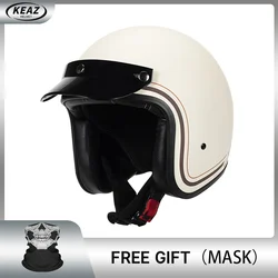 Milky White Lines Design Open Face Motorcycle Helmet Lightweight Adult Retro Jet Helmet for Men Women New Arrival