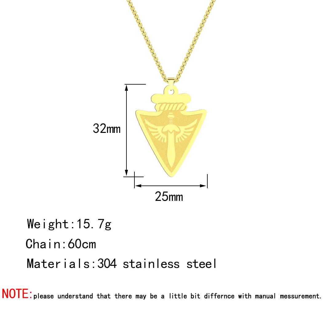 Kinitial Viking Arrow Head Sword Necklace For Men Spear Pendant Stainless Steel Geometric Jewelry Pendant Necklace