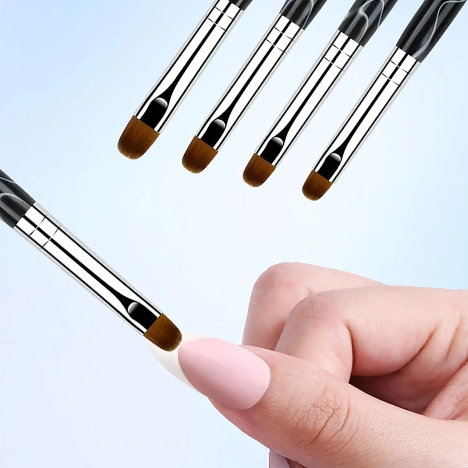 4-teiliges Set Doppelendiger UV-Gel-Nagelbürsten, Zwei-Wege-Poly-Gel-Builder-Bürste mit Dotting-Tool für Nagelverlängerung, Maniküre, DIY – Detail 6
