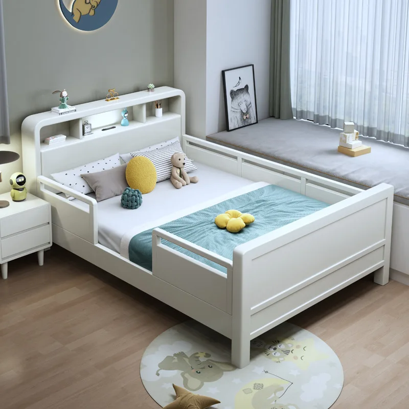 Factory Direct 2026 Top Rated Solid Wood Children's Bed with Guardrail Boys and Girls Bed Simple Small Unit Single Bed Children