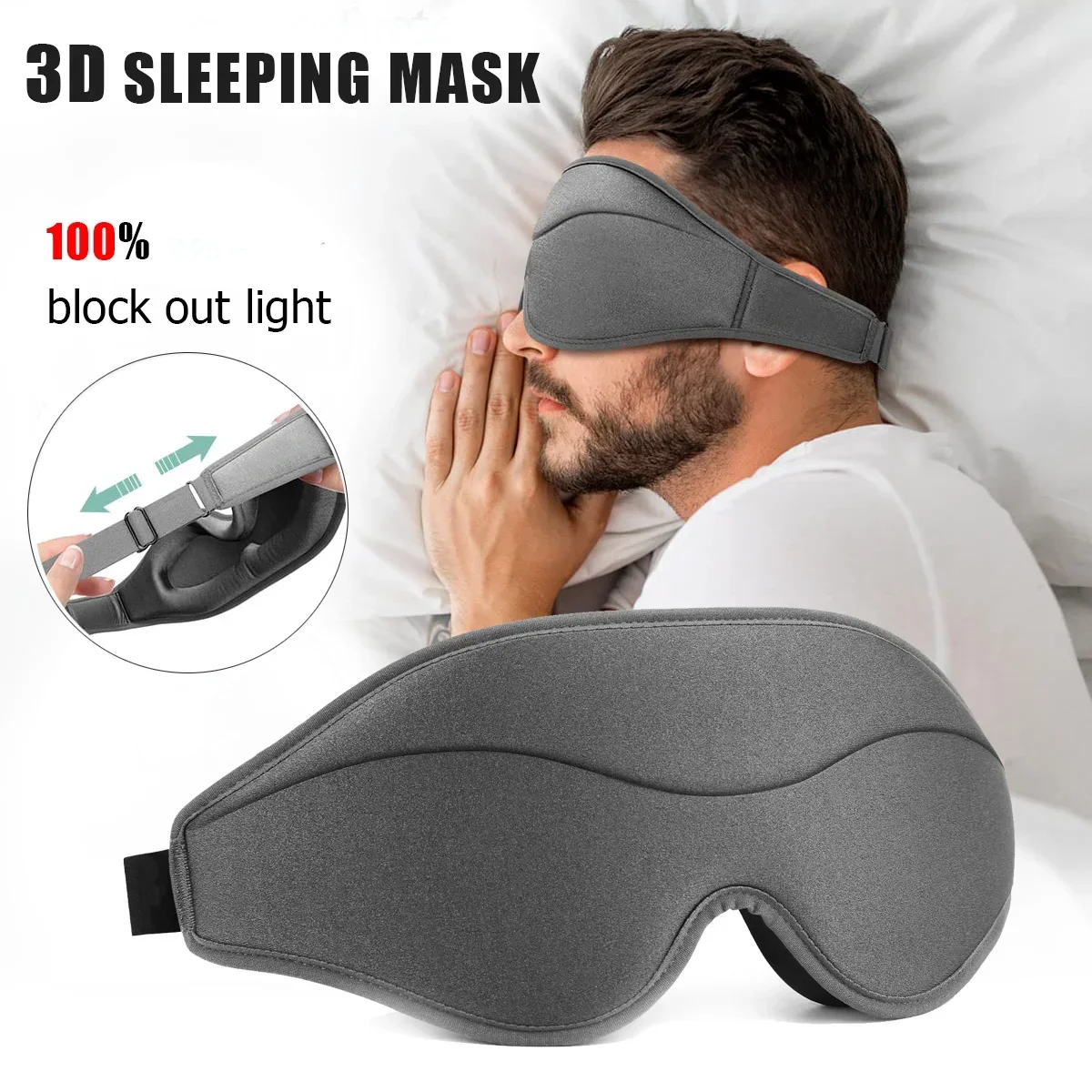 3D Sleep Mask 99% Light Blocking Ergonomic Zero Eye Pressure Blindfold Eyepatch for Travel Meditation Yoga Officie Nap Slaapmask