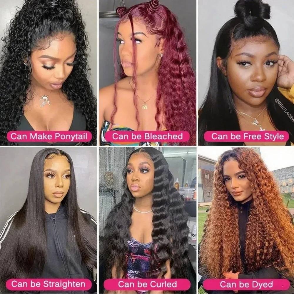 30 40 بوصة موجة عميقة 5x5 13x6 الدانتيل الجبهة خصلات الشعر المستعار الإنسان 220% الكثافة 360 كامل الدانتيل الباروكات الأمامية 100% الشعر البشري للنساء السود
