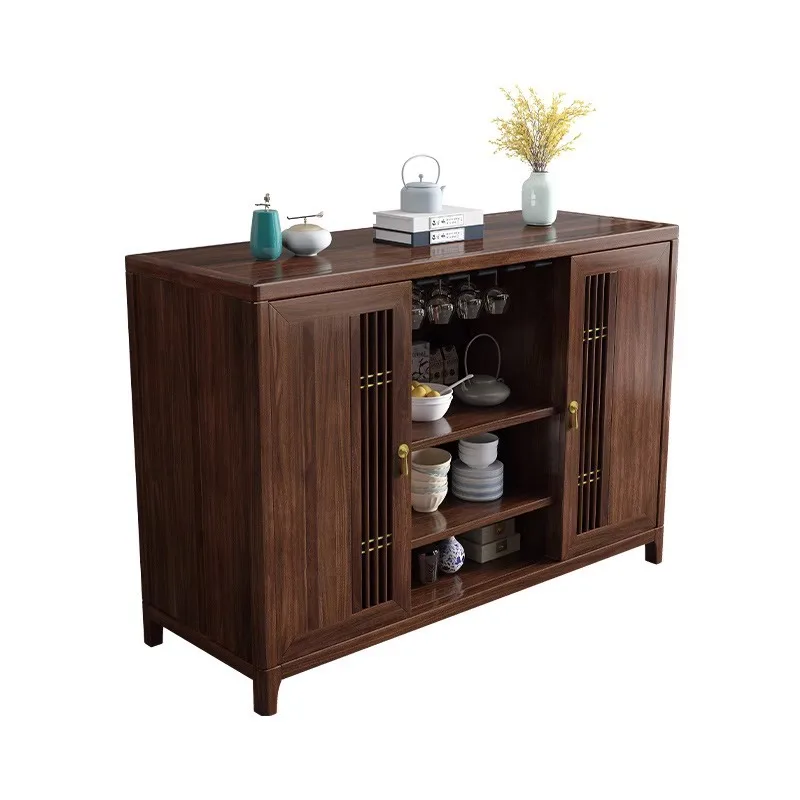 New Chinese ebony dining side cabinet Zen simple light luxury solid wood locker wine household integrated storage