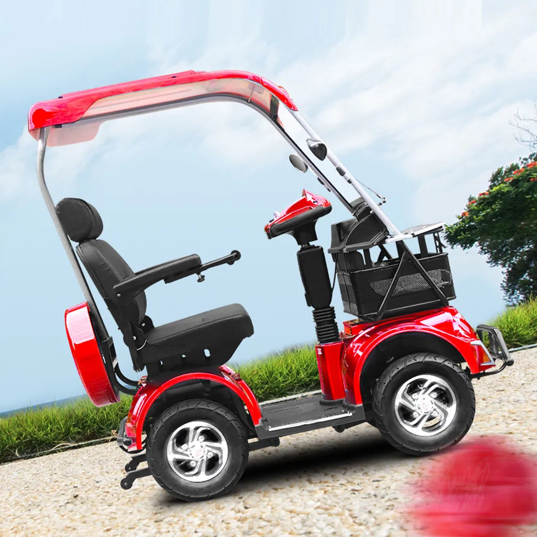 Powerful Rear Wheel Dual Drive Dirt-Free Steep Incline 650/800W Differential Motor 60V 20/32/50AH 2 Seats Electric Bus Golf Cart