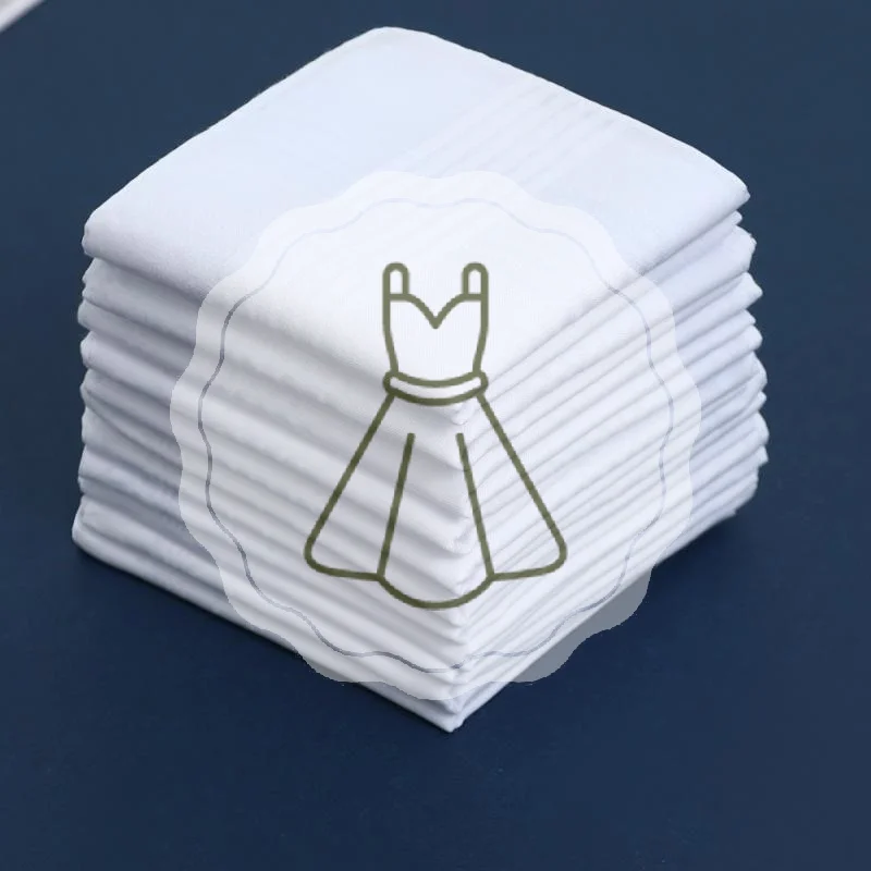 6/12 قطعة مناديل رجالية بيضاء نقية المرأة مناديل عادية من القطن الخالص مناديل جيب رفرف السراويل وشاح