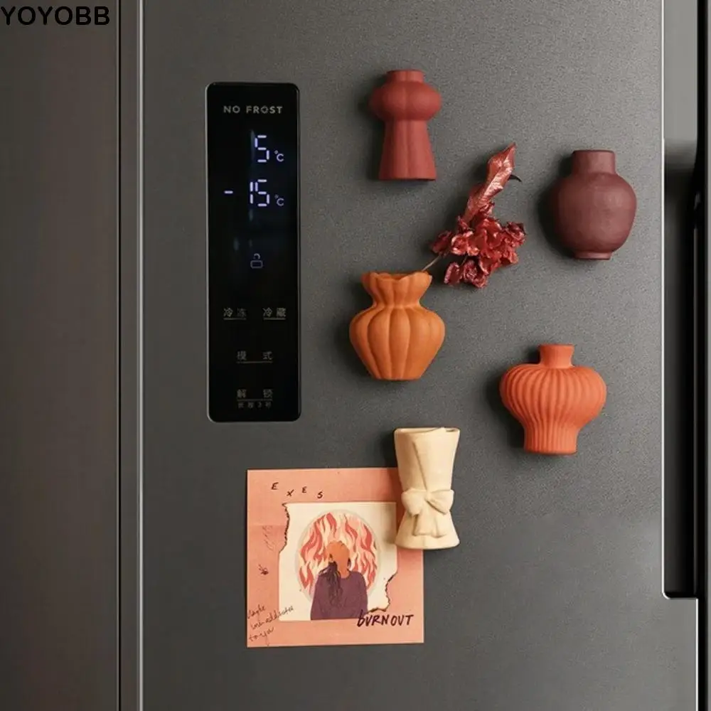 

Ceramic Vases Refrigerator Stickers Decorative Exquisite Refrigerator Sticker Mini Stylish Simulation Flower Vase
