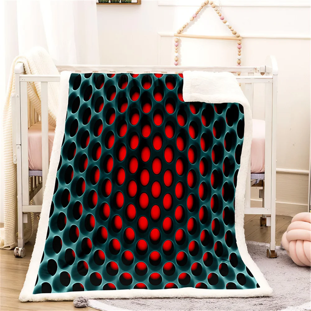 

Mesh 3D Printing Plush Fleece Blanket Adult Fashion Quilts Home Office Washable Duvet Casual Kids Girls Sherpa Blanket