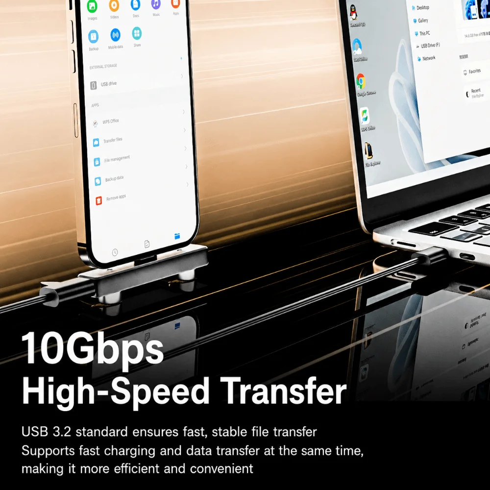 Foldable Phone Stand Converter PD 100W USB 3.2 USB-C Charging Adapter Fast Charging 10Gbps Type-C Phone Holder