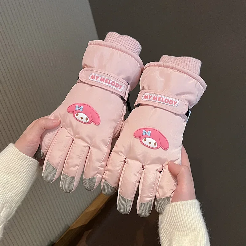 Miniso Cute Sanrio My Melody Winter Gloves Kawaii Cartoon Kuromi Pochacco Fashion Women Warm Ski Gloves Girl Holiday Gifts