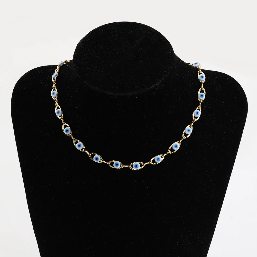 1meter Bestseller Evil Eye Stainless Steel Color-Fast Electroplating Chain For DIY Jewelry Craft Findings And Embellishments