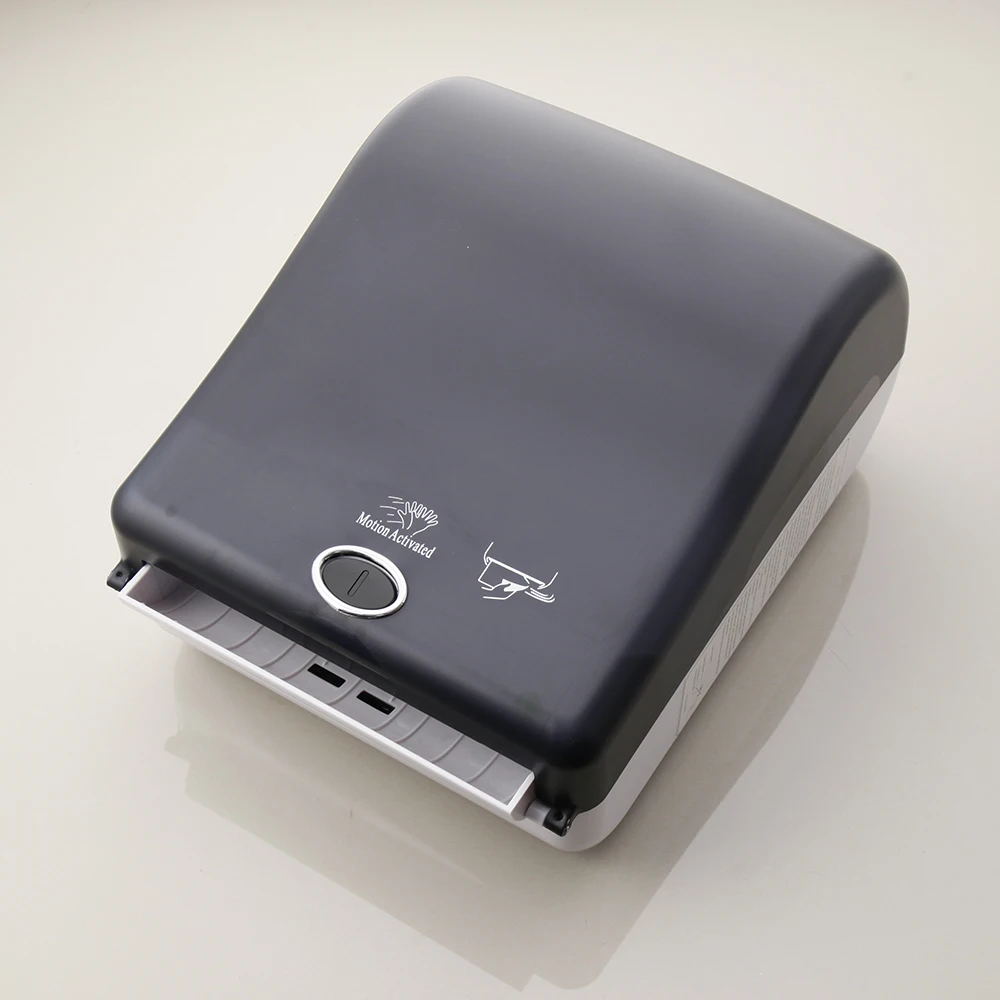 JIENI Bathroom Hardware Oversized Tissue Box Induction Plastic Black Paper Toilet Paper Wall Mounted