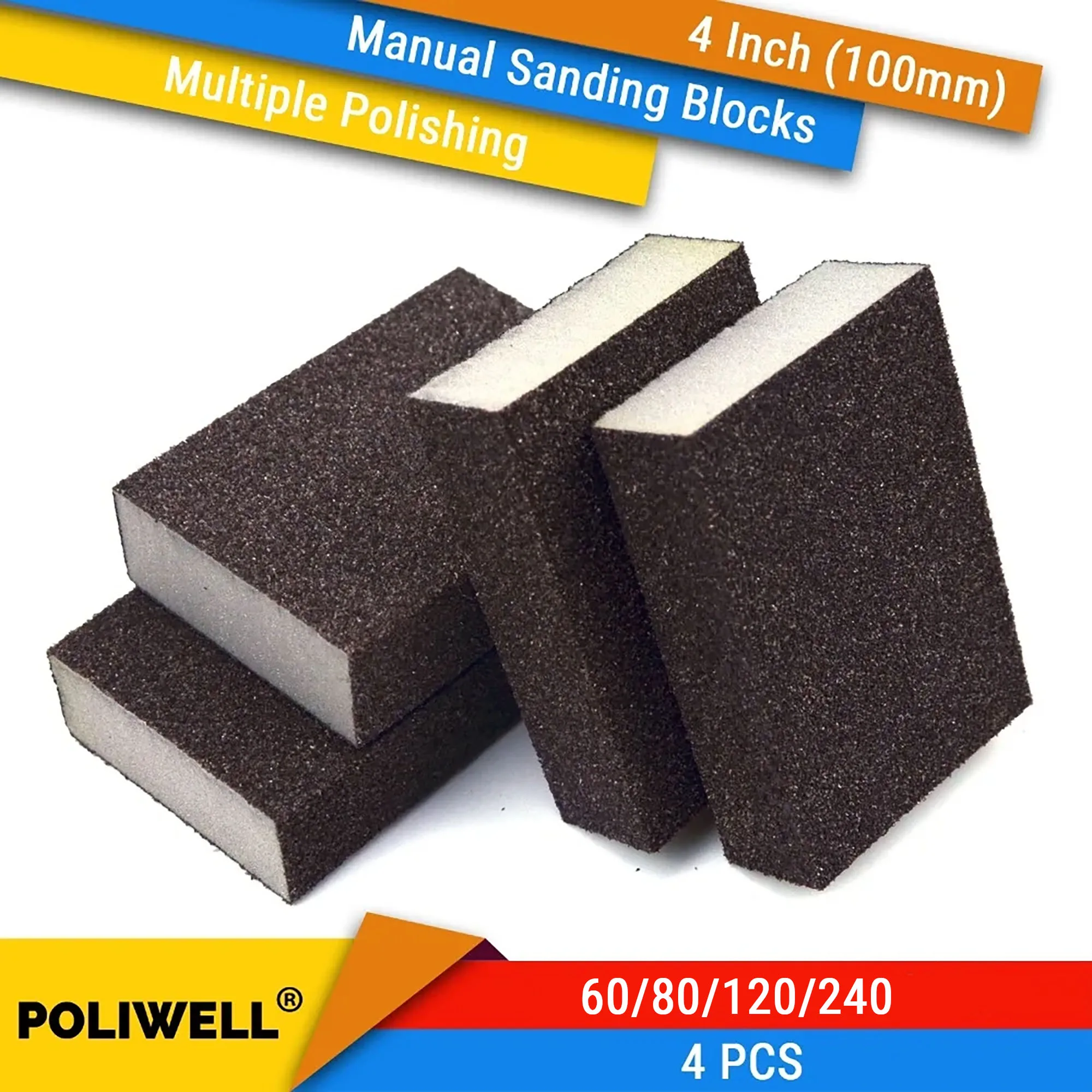 4PCS Manuelle Schleif Schwamm Blatt Küche Bad Polieren Schleifen Schleif Schwamm Block Trocken/Nass Schleifen Waschbar Wiederverwendbare Kit