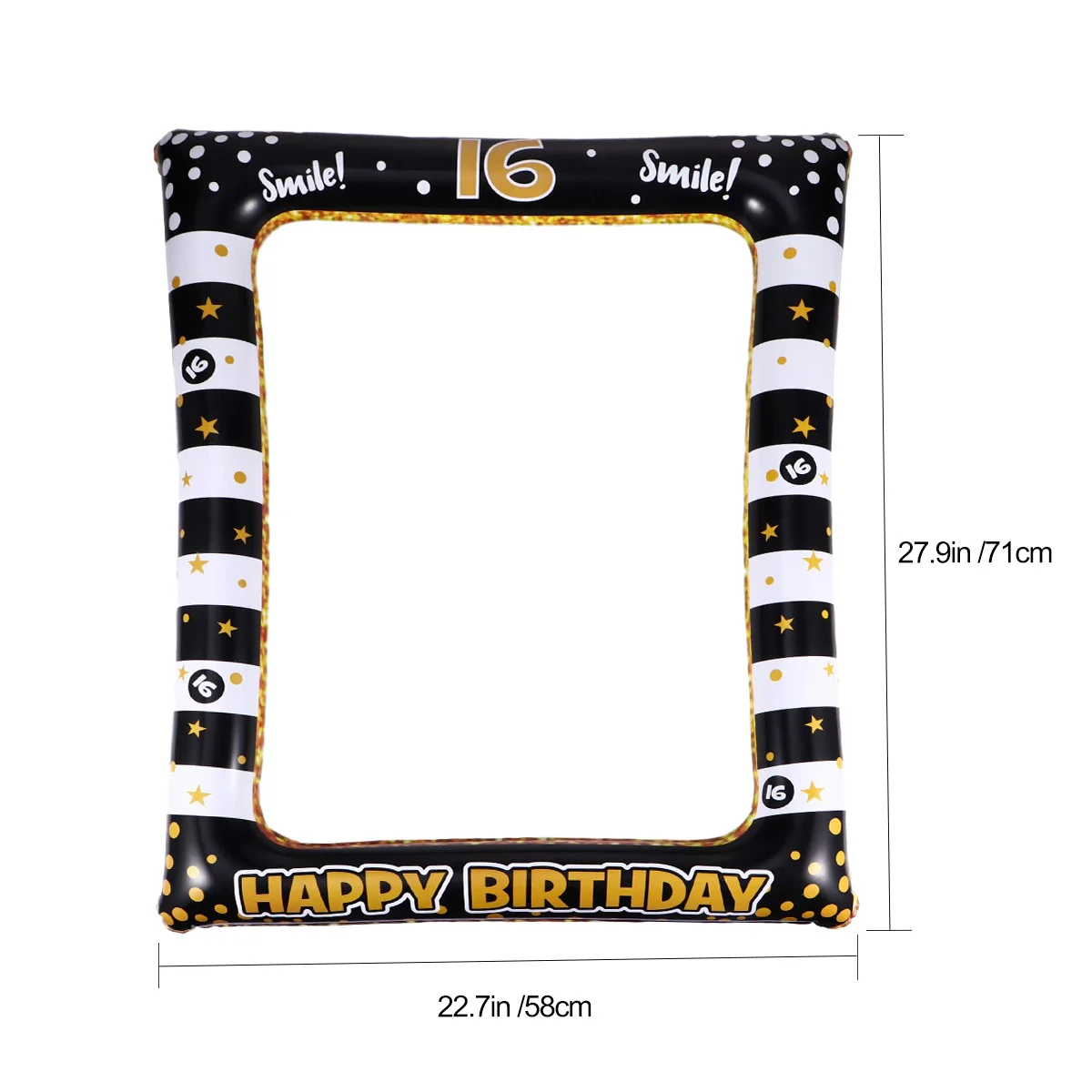 1Pcs PVC Inflatable Birthday Photo Frame Party Prop Festival Photo Supplies for Age 16 Creative Birthday Party Accessory