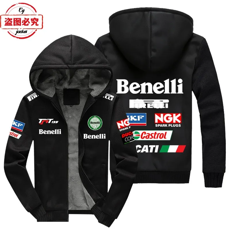 Benelli Motorcycle Logo Cycling Suit Men's Velvet Hoodie Jacket Group Wear Benelli Team Clothing