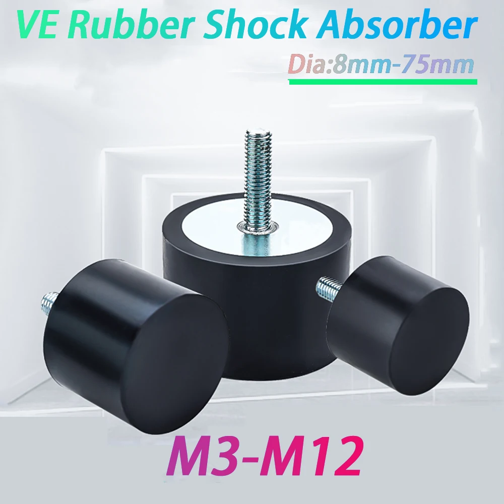 1/2/4Pcs VE-Type Male-End Single Thread M3 M4 M5 M6 M8 M10 M12 Rubber Shock Absorber Isolation Mount Damper Dia 8-75mm Crash Pad