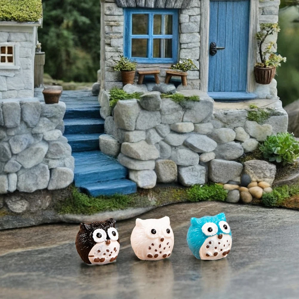 15 szt. Miniaturowe figurki sów z żywicy, unikalny design, trwałe, małe figurki zwierząt, mikro krajobraz, dekoracja bonsai, mini figurki sów
