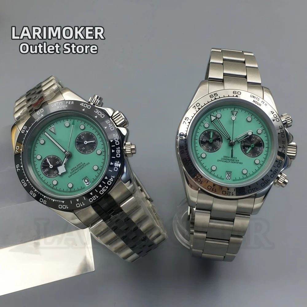 

LARIMOKER модные 39 мм дизайн ретро мужские кварцевые часы VK64 спортивный хронограф синий циферблат с сапфировым стеклом водонепроницаемые часы