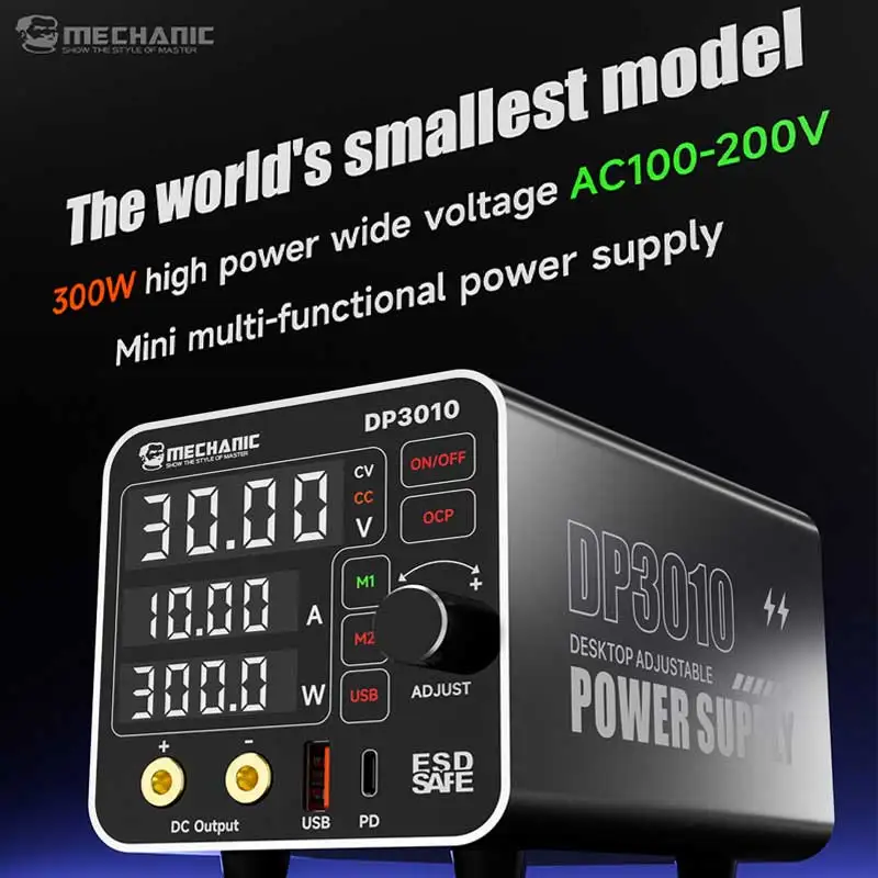 

MECHANIC DP3010 Adjustable Power Supply 30V 10A Mini Digital Bench Power Supply Touch Control High Precision Voltage Current Too