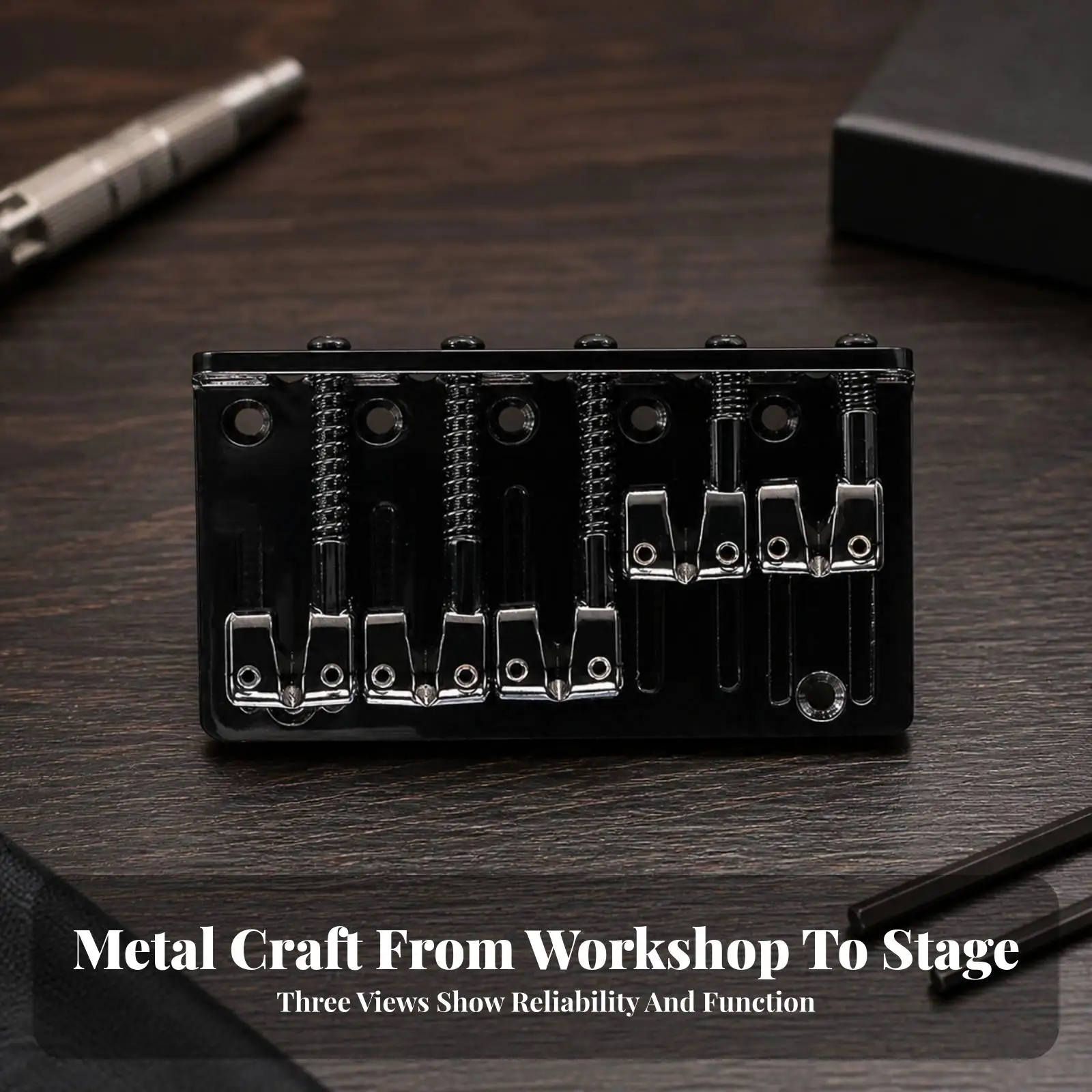 Metal Guitar Bridge Adjustable Guitar Bridge with Saddles Saddle Low-Profile for Guitarists, Custom Builds