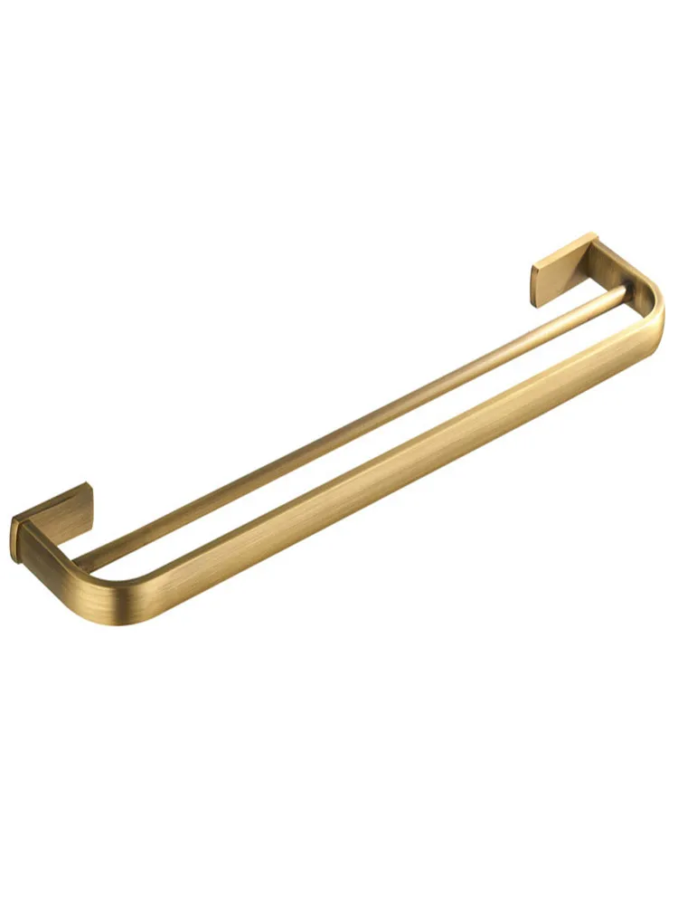 Double pole Towel Hanger Wall Mounted Towel Rack Bathroom Brass Gold Towel Bar Rail accessories Retro design Shelf