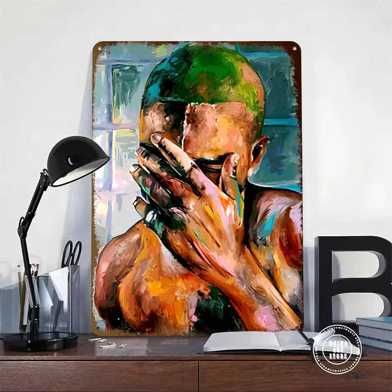 Frank Ocean Abstract Portrait 3D Printed Texture Poster Personalized Wall Art Retro Metal Tin Signs for Garage Decoration Room