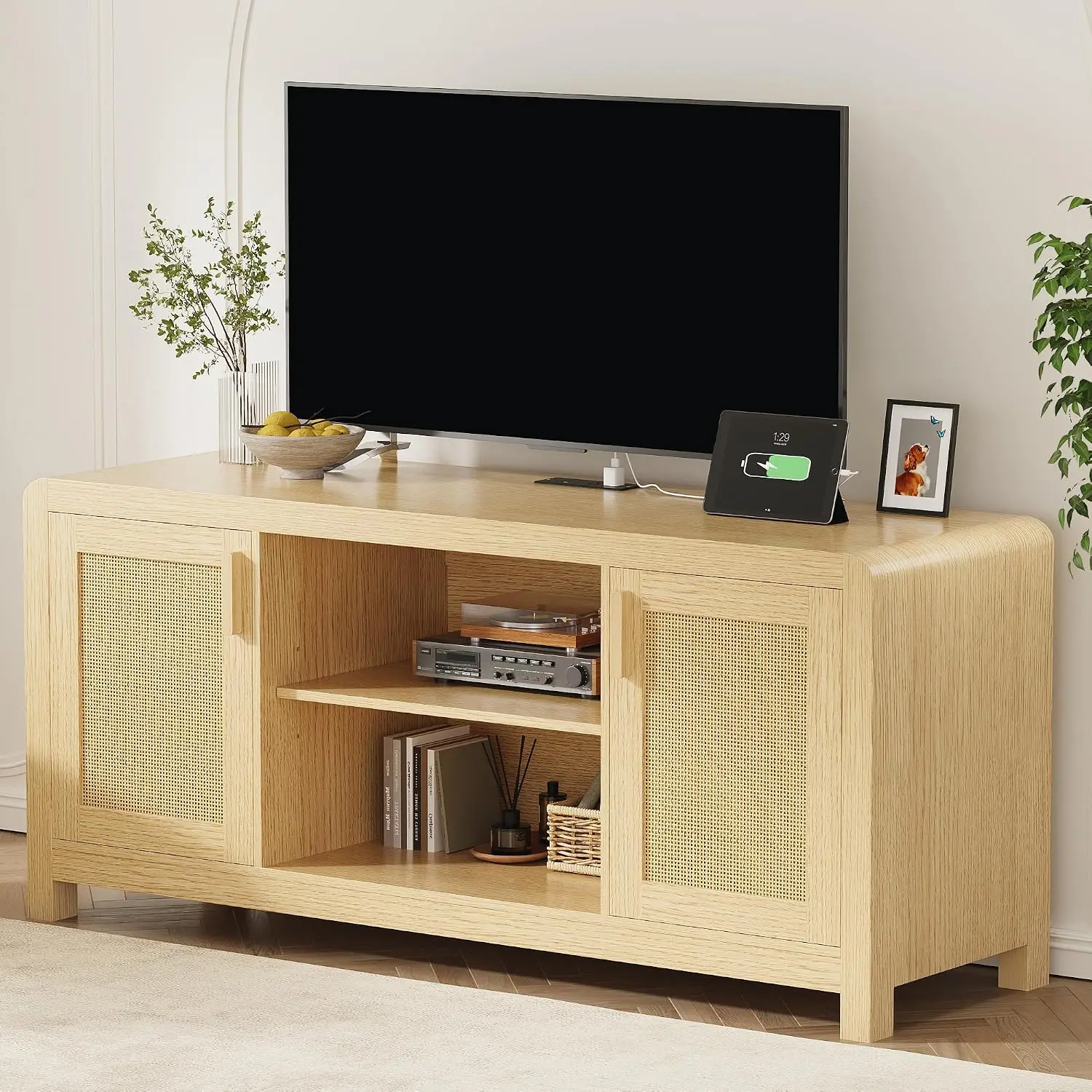 ^Tv Stand With Power Outlet For Tvs Up To 65
