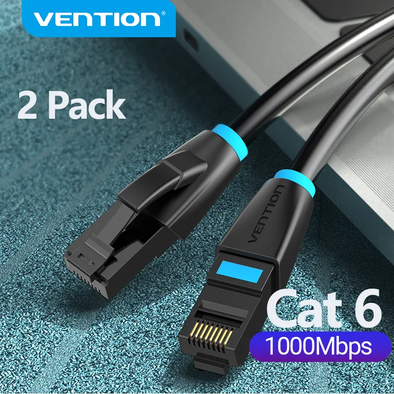 Vention 2 Pack Ethernet Cable Cat6 Gigabit High Speed 1000Mbps Internet Cable RJ45 Network LAN Cord for PC PS5 Xbox Patch Cable