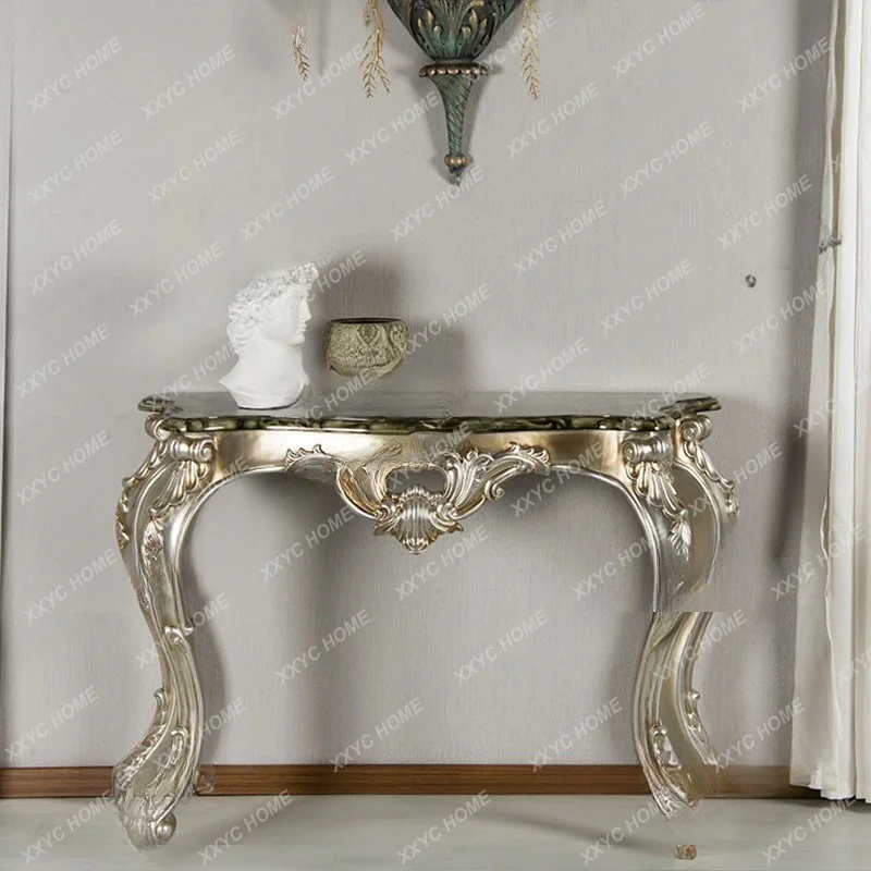 Carved style entrance table, living room corridor, retro entrance decoration, desk against the wall, foyer