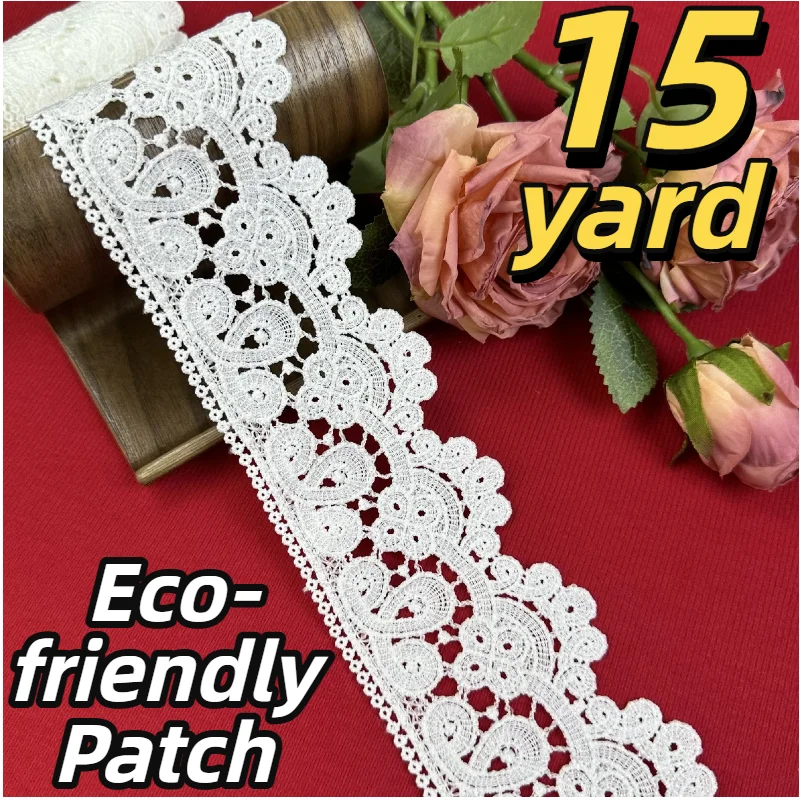 Spitzenborte 15 Yards, 2,83 Zoll Breit mit Blumenmuster, für Kostüme, Hochzeitskleider, Basteln und Nähen