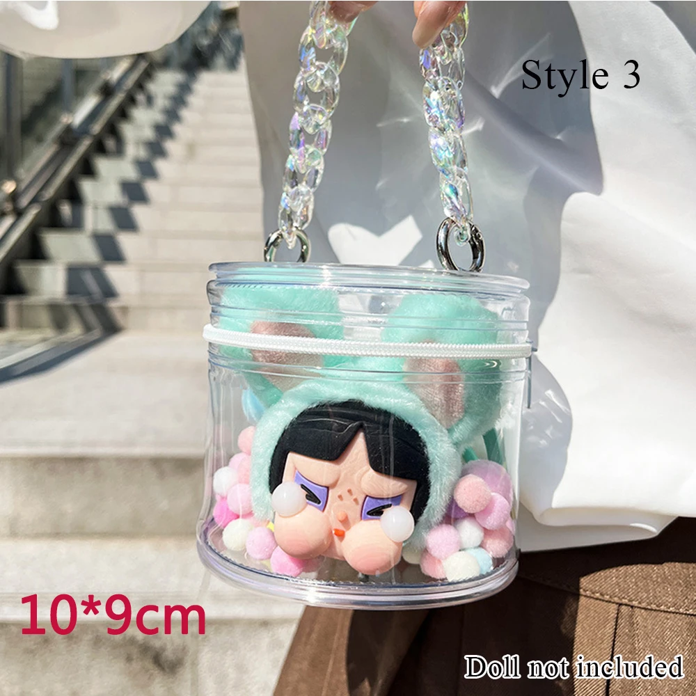 Creative Thicken Transparent Keychain For Doll Display Storage Bag Kawaii Girls Bag Pendant Protect Mystery Toy Storage Case