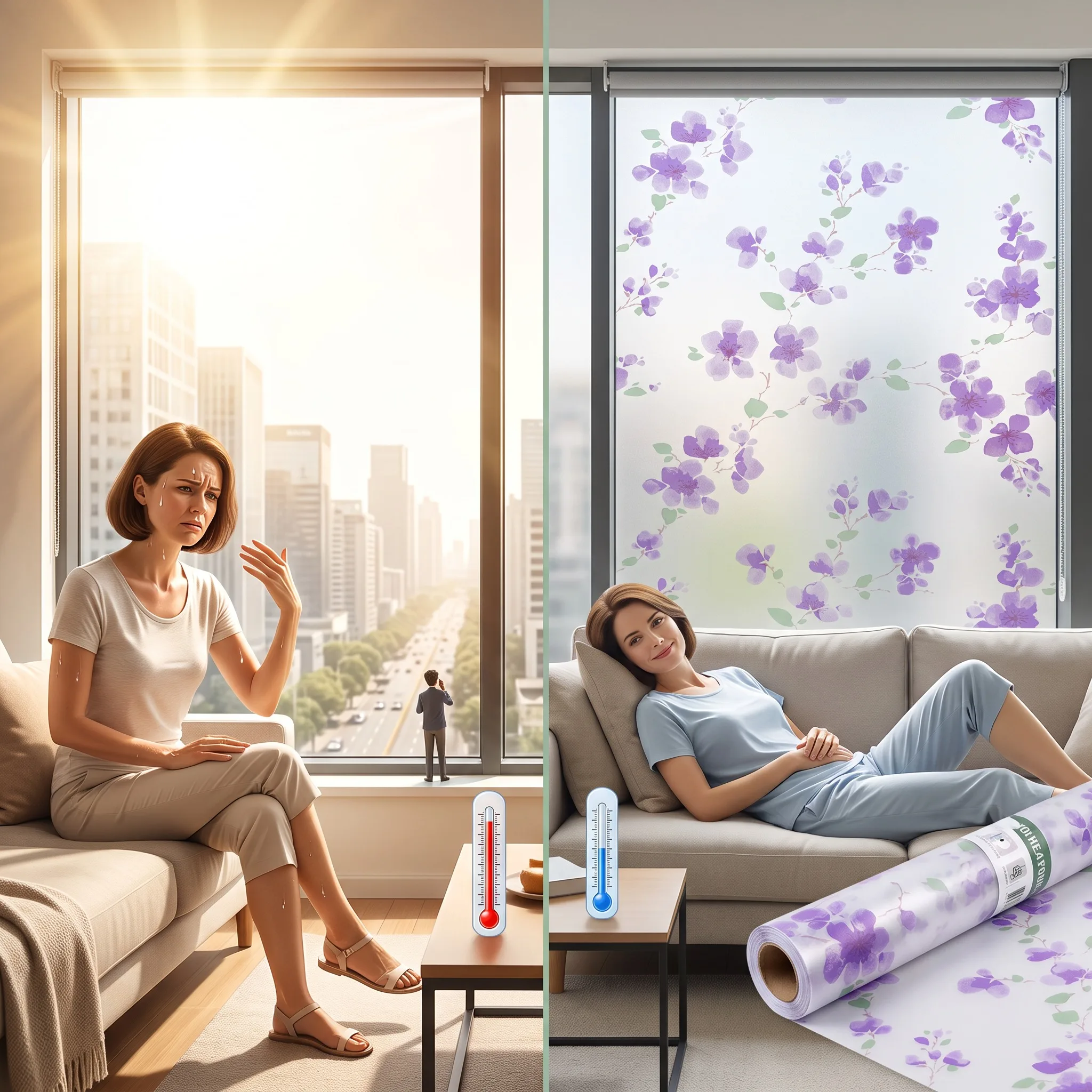 Privacy Frosted Window Film Decorative Translucent Window Sticker Static Cling Window Cover for Home for Bathroom