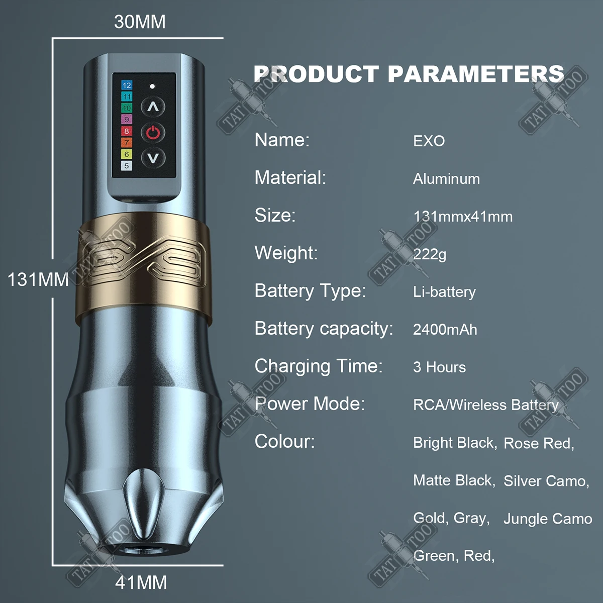 DM EXO Wireless Tattoo Machine 4.0 Stroke 2400mAh Battery Large Capacity Lithium Battery Strong Coreless Motor For Tattoo Artist view 6
