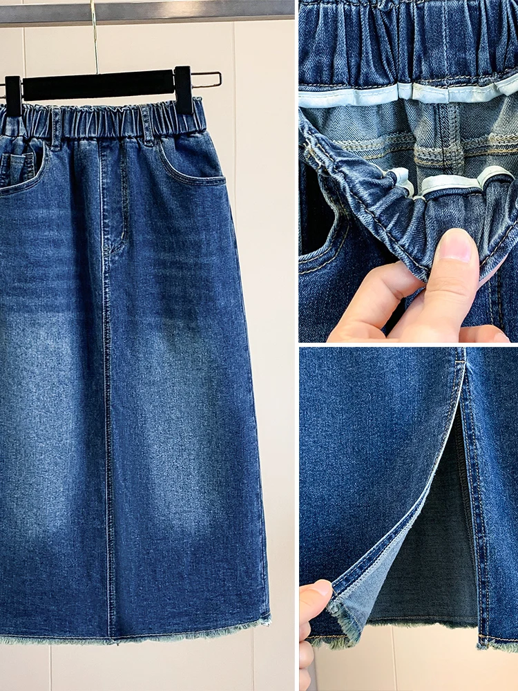 Slimming High Waist A-Line  Skirt Korean Style Summer Collection Thin Fabric plus Size Women's Fashion Casual Leather Skirt
