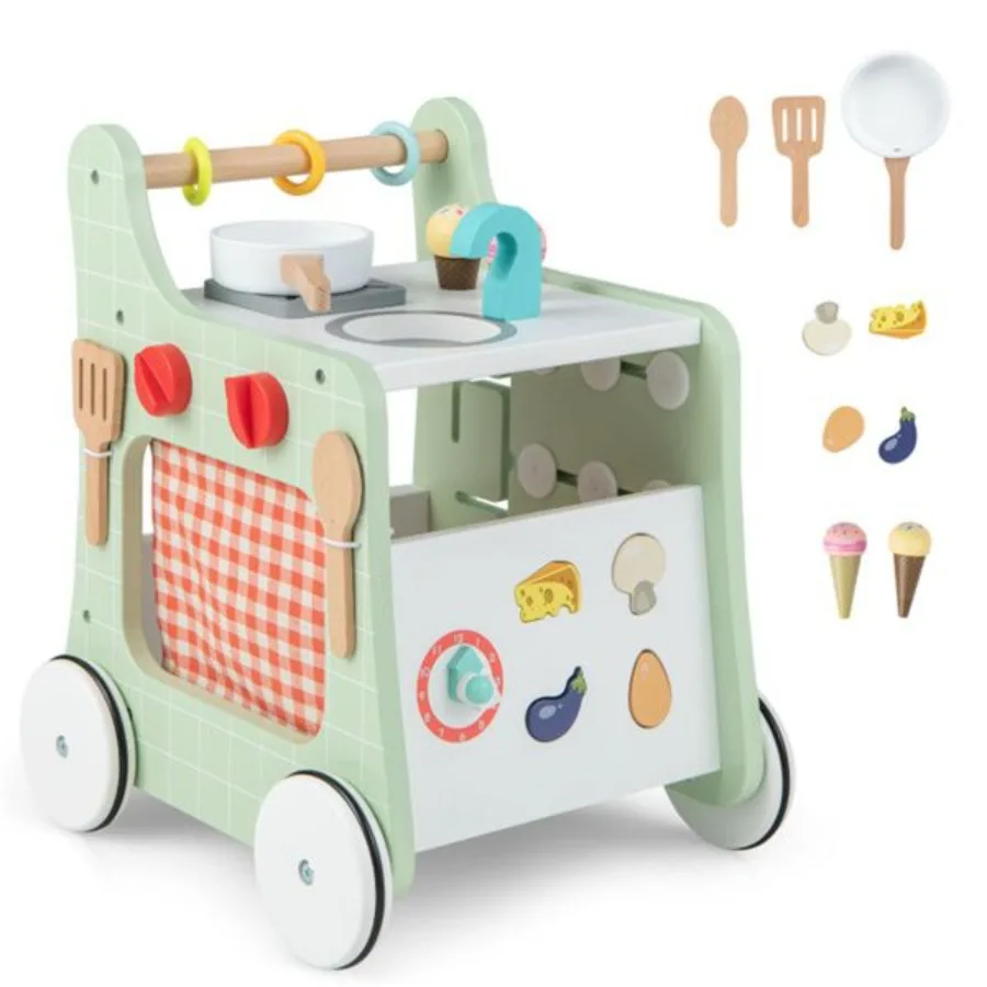

6in1 Wooden Baby Stroller with Play Kitchen