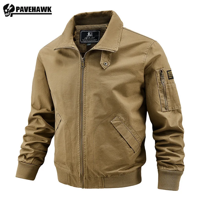 Tooling Washed Jacket Mens Cotton Retro Multi Pocket Outdoor Casual Lapel Pilot Coats Wear-Resistant Combat Outwear Size M-5XL