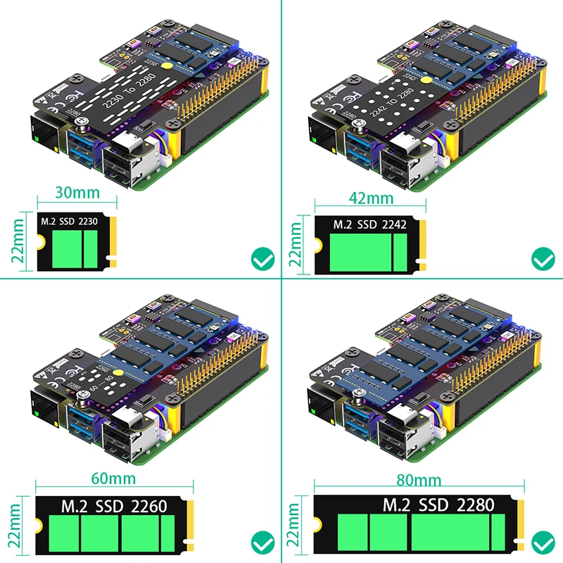 NVMe M klucz do wspornik adaptera pci-e 2230 2242 2260 2280 M.2 NVME SSD wentylator chłodnicy kabel RGB LED Dual Switch FFC do Raspberry Pi 5