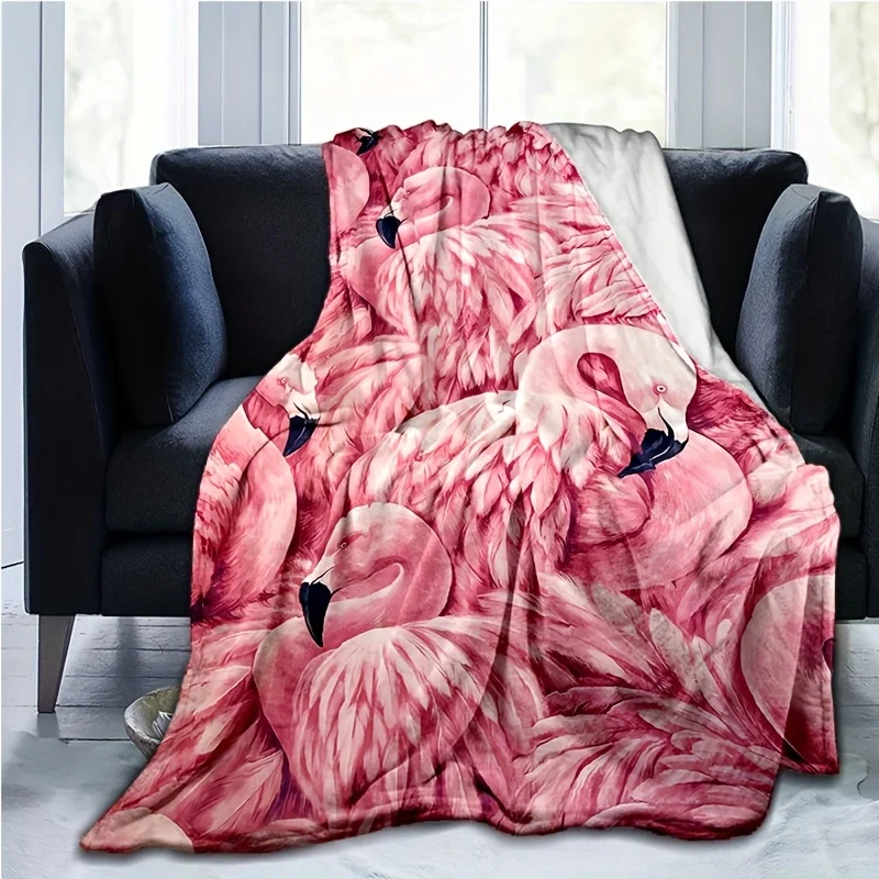 Tropical Elegance Flannel Throw Blanket Soft Flamingo Design All Season Cozy Comfort for Resort Style Decor Gift
