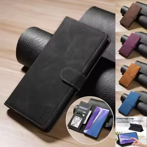 Wallet Flip Card Slot Leather Case For Samsung Galaxy S25 Ultra S24 FE S23 S22 S21 Plus S20 FE Note 20 Ultra 10 Lite 9 Cover