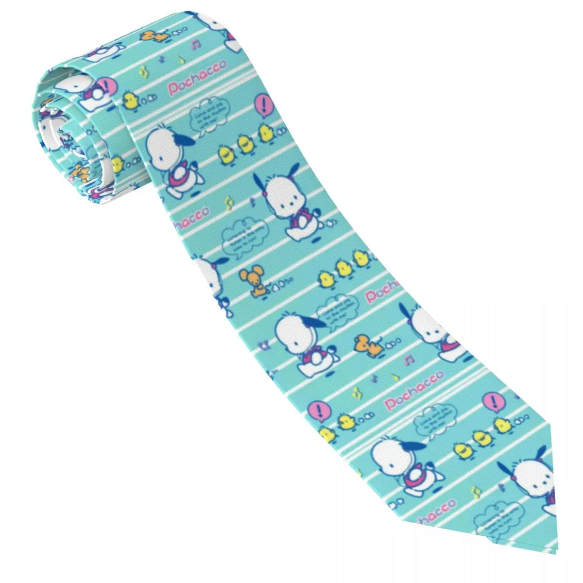 Custom Anime Pochacco Kawaii Cartoons Neck Ties Men Printed Necktie Four Seasons Fashion Tie Necktie For Father's Day